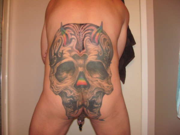 skull tattoo on back tattoo