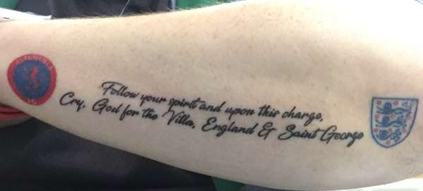 AVFC til I die tattoo