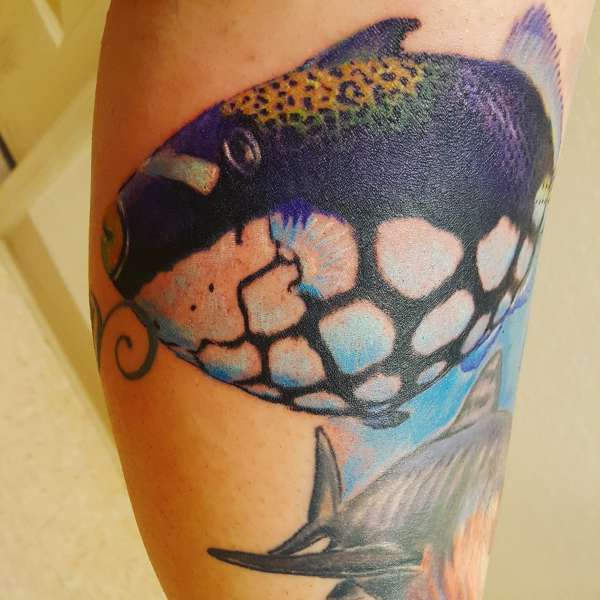 Clown Trigger Leg Sleeve tattoo