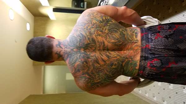 Frank Lee full back piece tattoo
