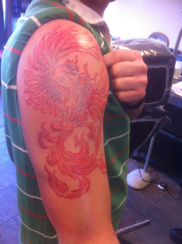 Shoulder phoenix tattoo