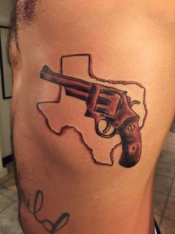 Texas and Revolver Gun tattoo