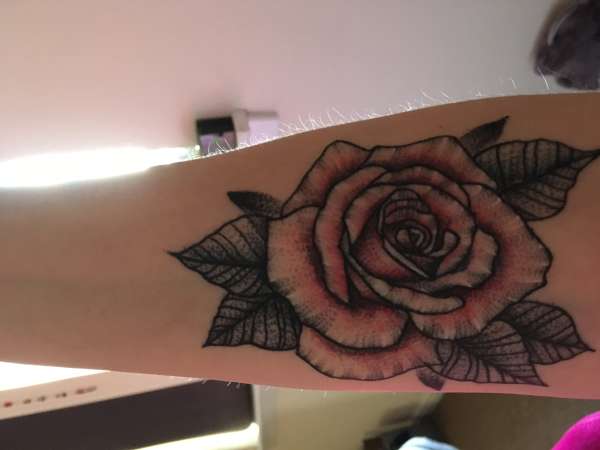 Dotwork rose tattoo