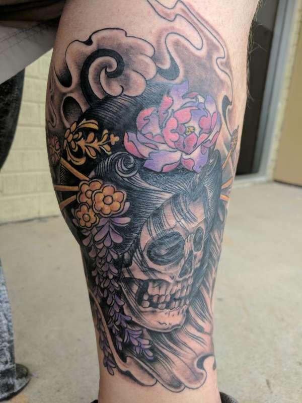 Skull geisha tattoo