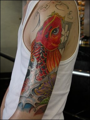 start of oriental koi tattoo