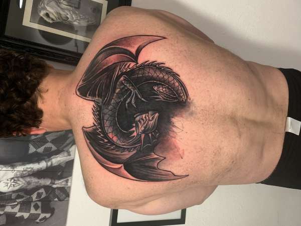 Double cover up dragon tattoo