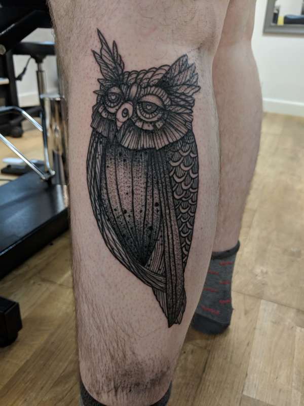 Linework owl tattoo