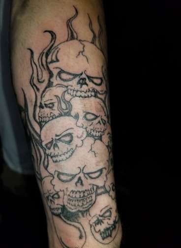 skulls and flames by santa not finished!!! tattoo