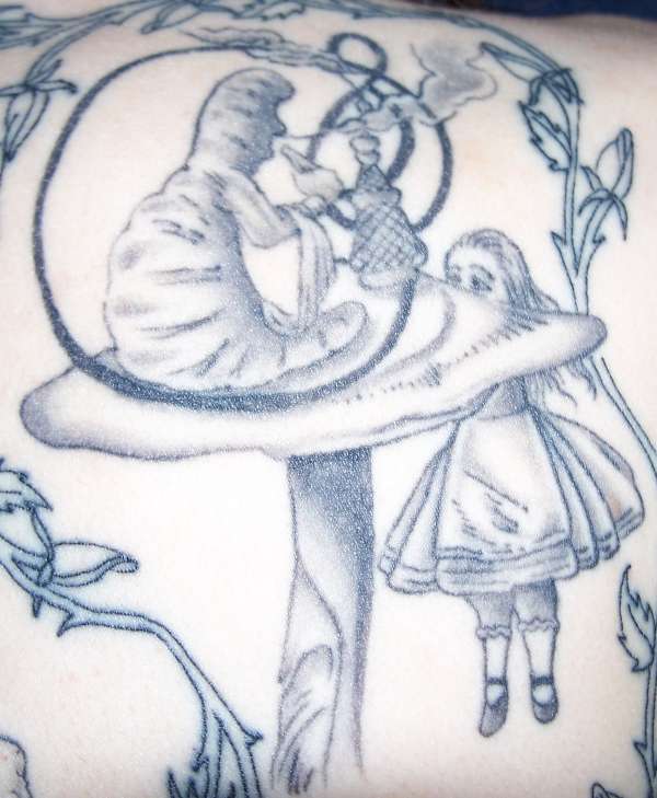 Alice and the catipillar tattoo