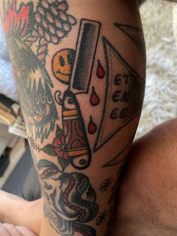 Blade on my leg tattoo