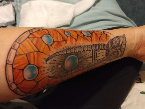 Clash of the Titans with Stained Glass tattoo