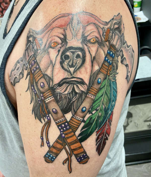 Tomahawk Bear tattoo