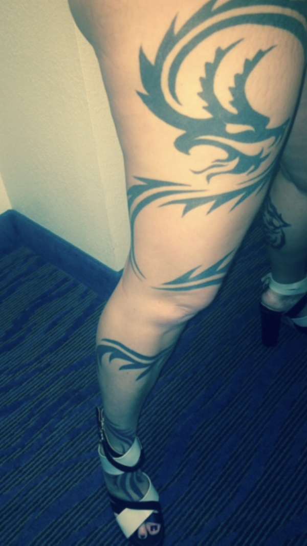 Tribal Dragon Leg Tattoo tattoo
