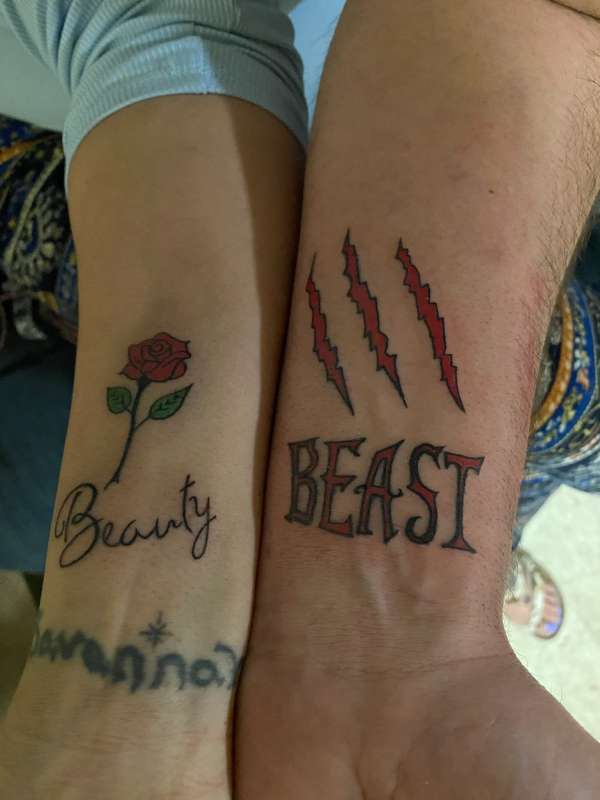 beauty and beast by santa clause!!!! tattoo