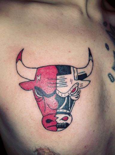 chicago bulls logo by santa clause!!!!!!! tattoo