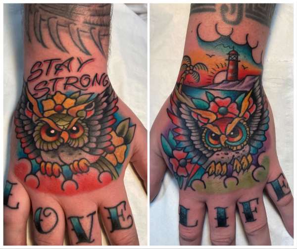 pair of owls tattoo
