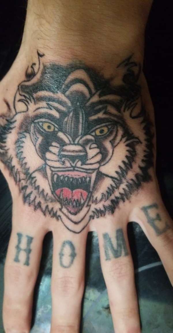 traditional wolf by santa clause!!!!!!! tattoo
