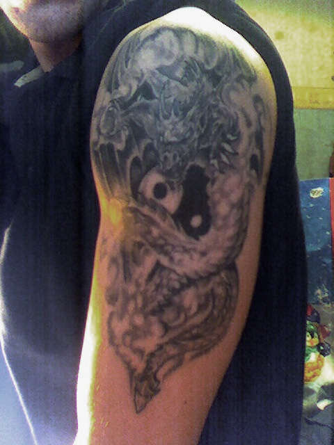Dragon with Ying/Yang tattoo