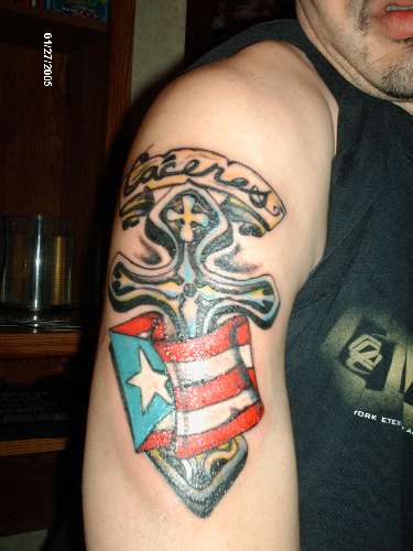 cross/flag tattoo