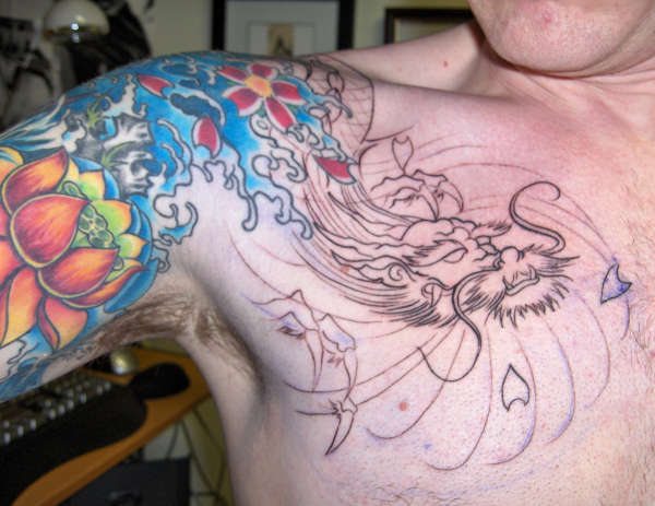 Dragon Chest Piece Outline tattoo