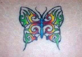 Colorful Tribal Butterfly tattoo