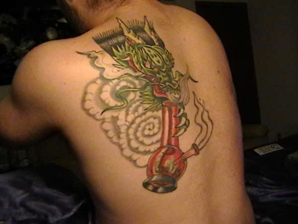 Dragon smoking tattoo