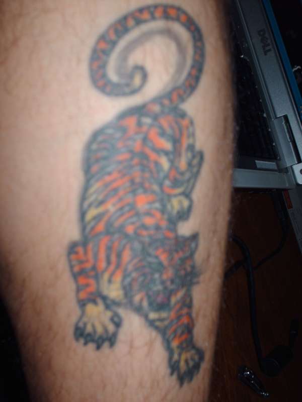 tiger on my right leg tattoo