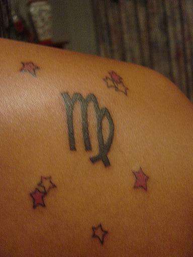 Virgo Sign w/ Stars tattoo