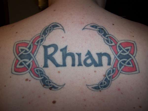 celtic knot work with wife's name tattoo