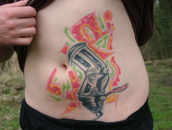 Scotty's spraycan stomach. tattoo