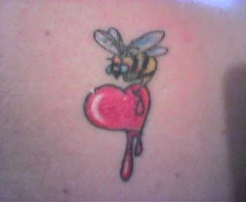 bee and heart tattoo