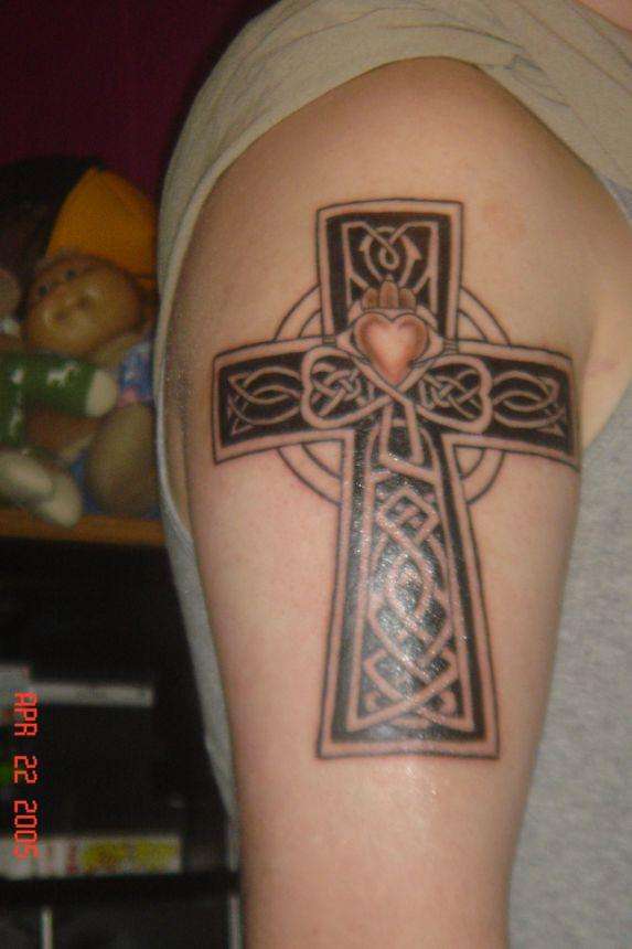 Cross/claddagh/shamrock tattoo