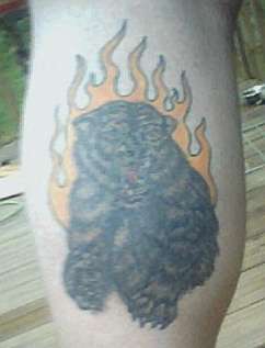 Bear in Flames tattoo