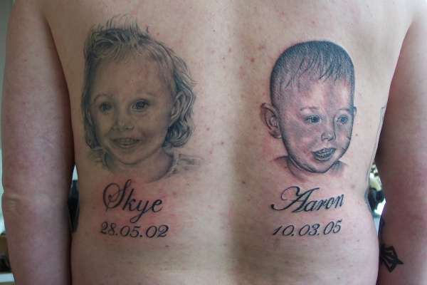 Son + daughter I did on a lads back.. tattoo