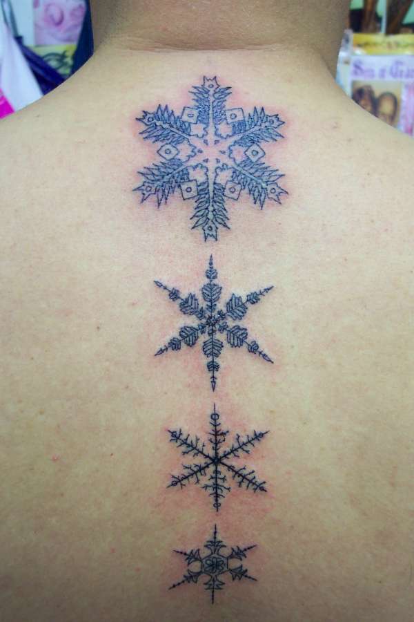 Snowflakes represents mans family... tattoo