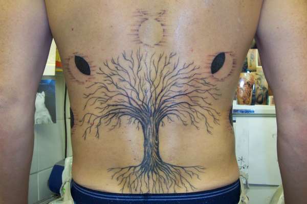 tree of life with moon phases..I did on a lads back tattoo