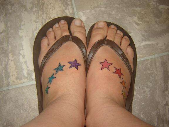 Colorful stars tattoo