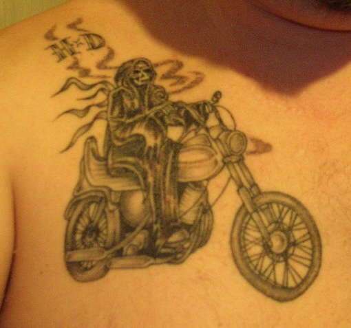 grimreaper on a bike tattoo