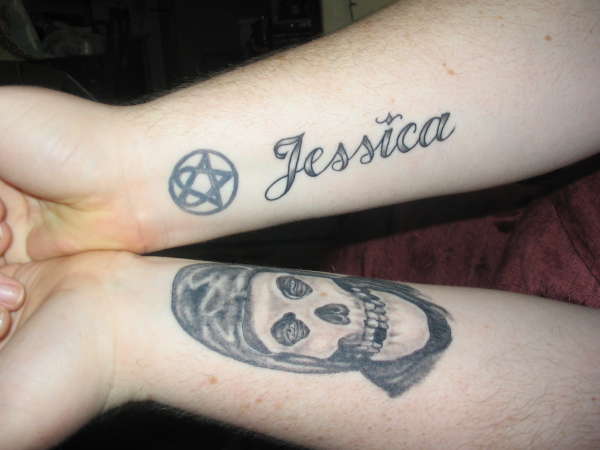 misfits, gf's name, and heartagram tattoo