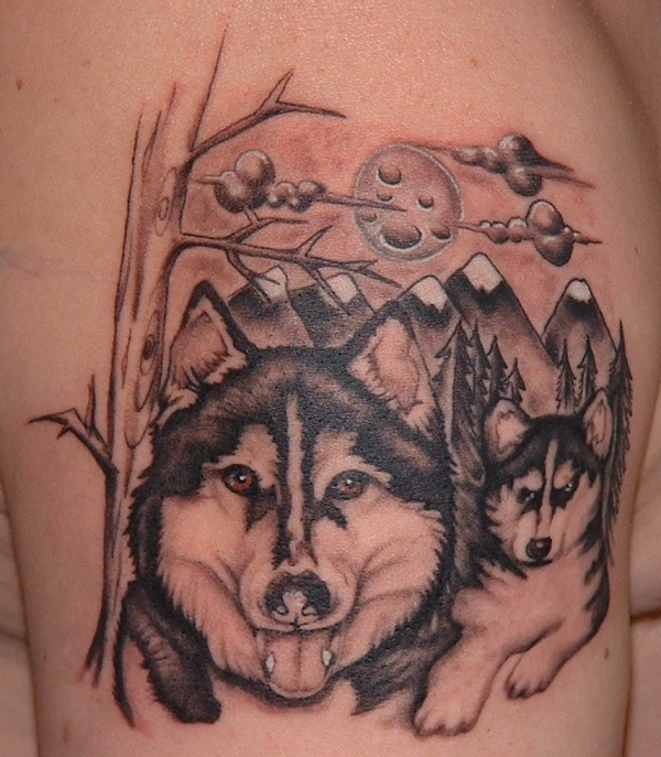 Siberian Husky - pup & adult tattoo