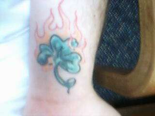Shamrock with Flames tattoo