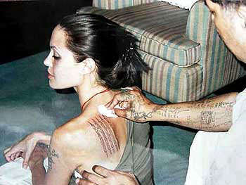 Angelina Jolie back tattoo