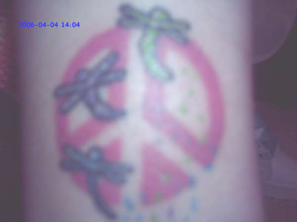 dragonflies/peace sign tattoo