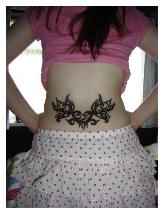 heart and butterflies tattoo