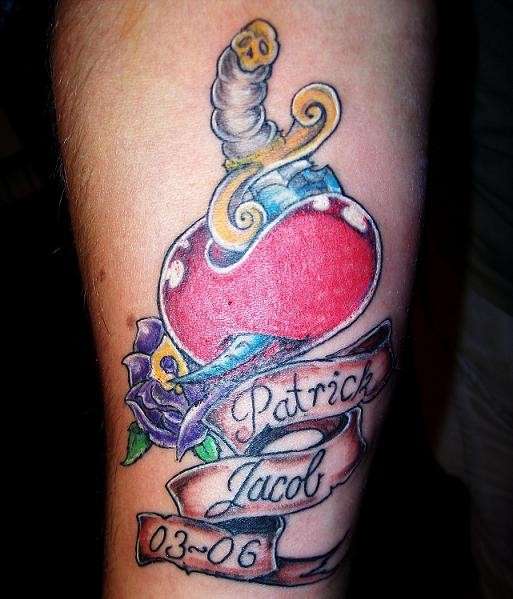 Heart & dagger tattoo