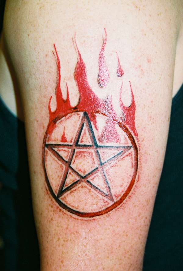 branded pentacle tattoo