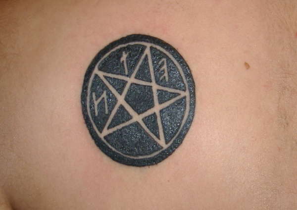 rip pentagram tattoo