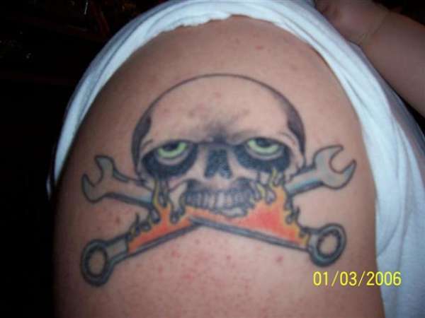Skull and Cross Wrenches tattoo