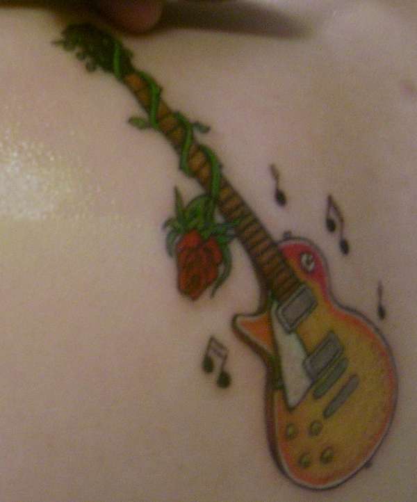 les paul guitar with rose tattoo