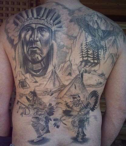 indian back job tattoo